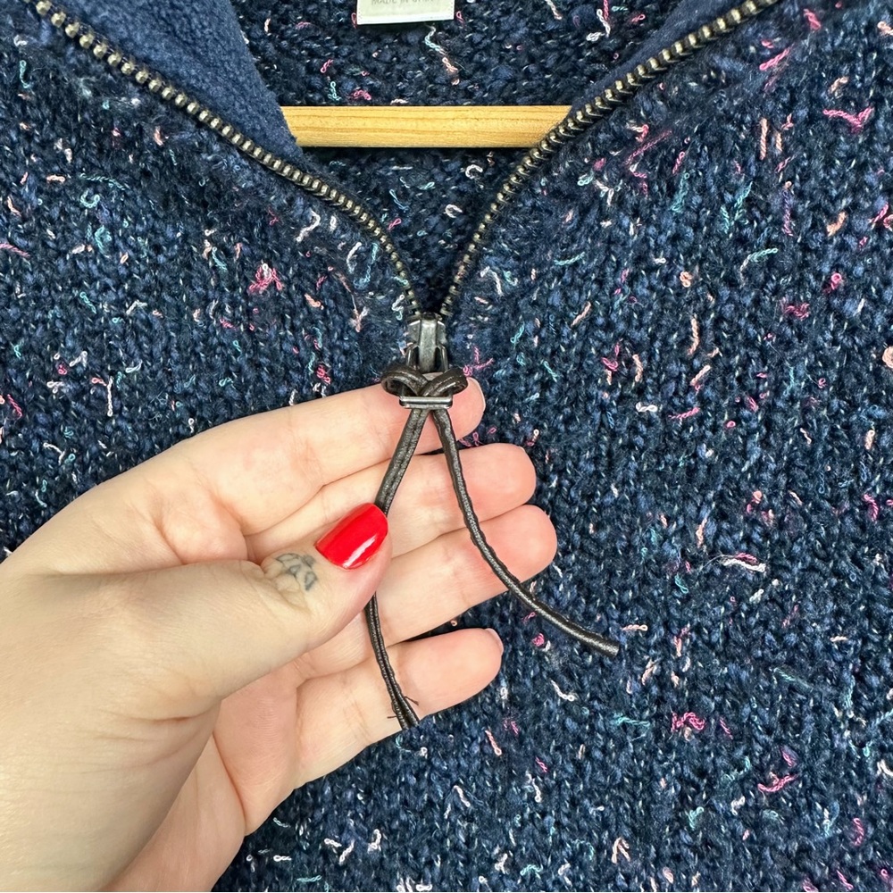 Christopher & Banks Speckled Confetti Knit Quarter Zip Pullover Cardigan Sweater - Picture 7 of 10